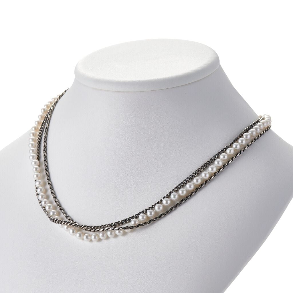 MASANA - Layered Silver and Pearl Necklace, buy at DOORS NYC