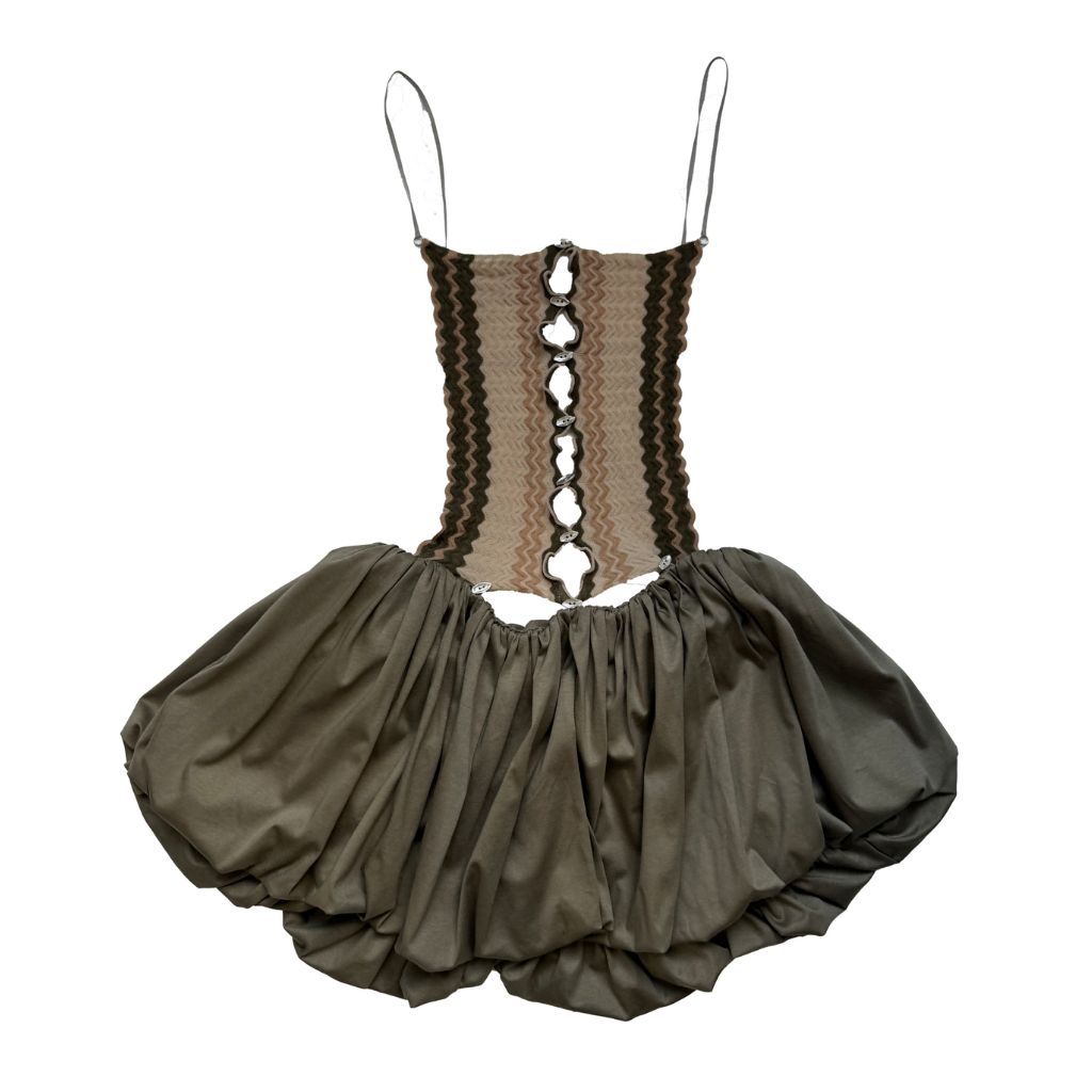 RUIBUILT- Ripple Combo Bubble Mini Dress | Sage at DOORS NYC