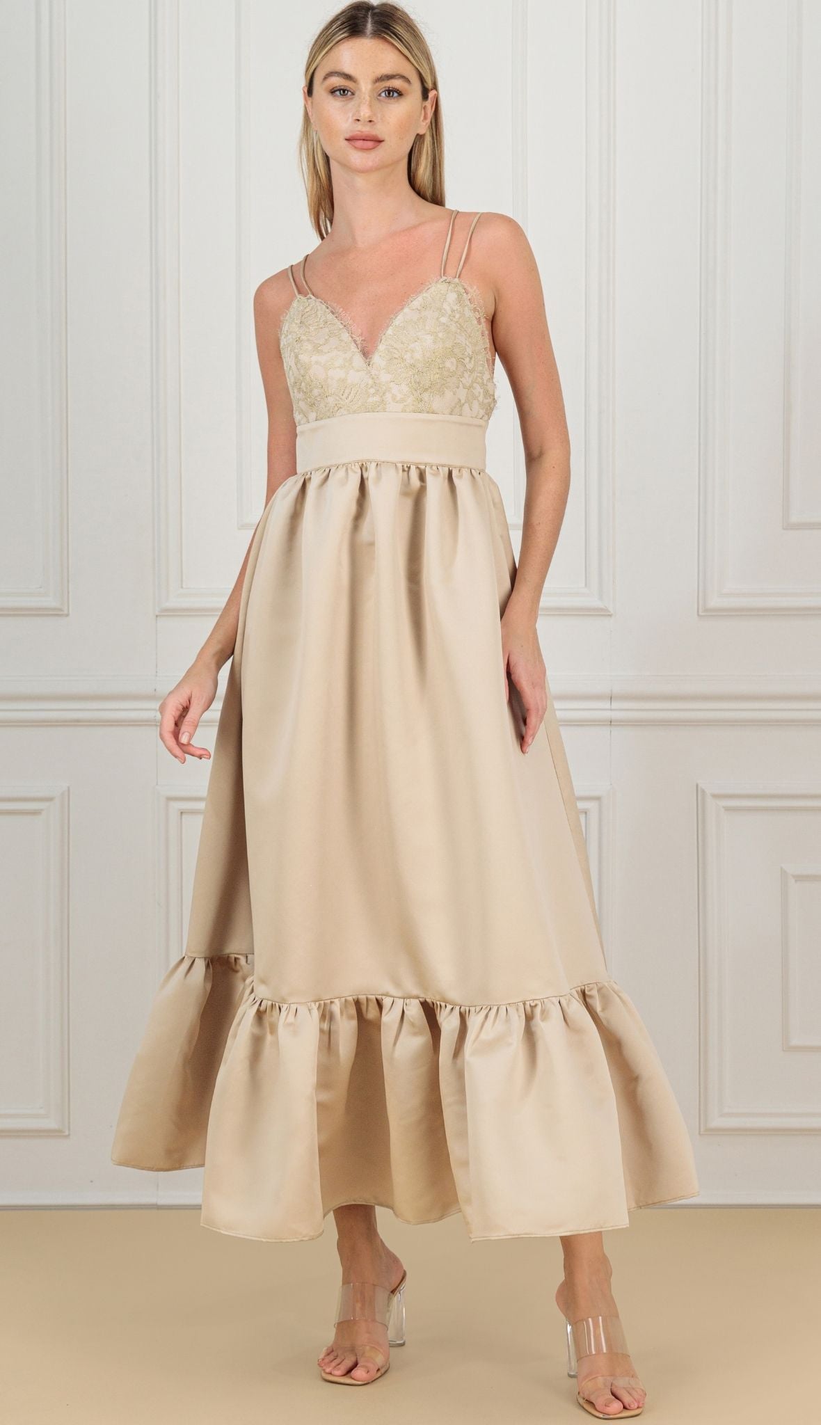 KAIANE DESIGNS - Ruffles Dress | Beige at DOORS NYC