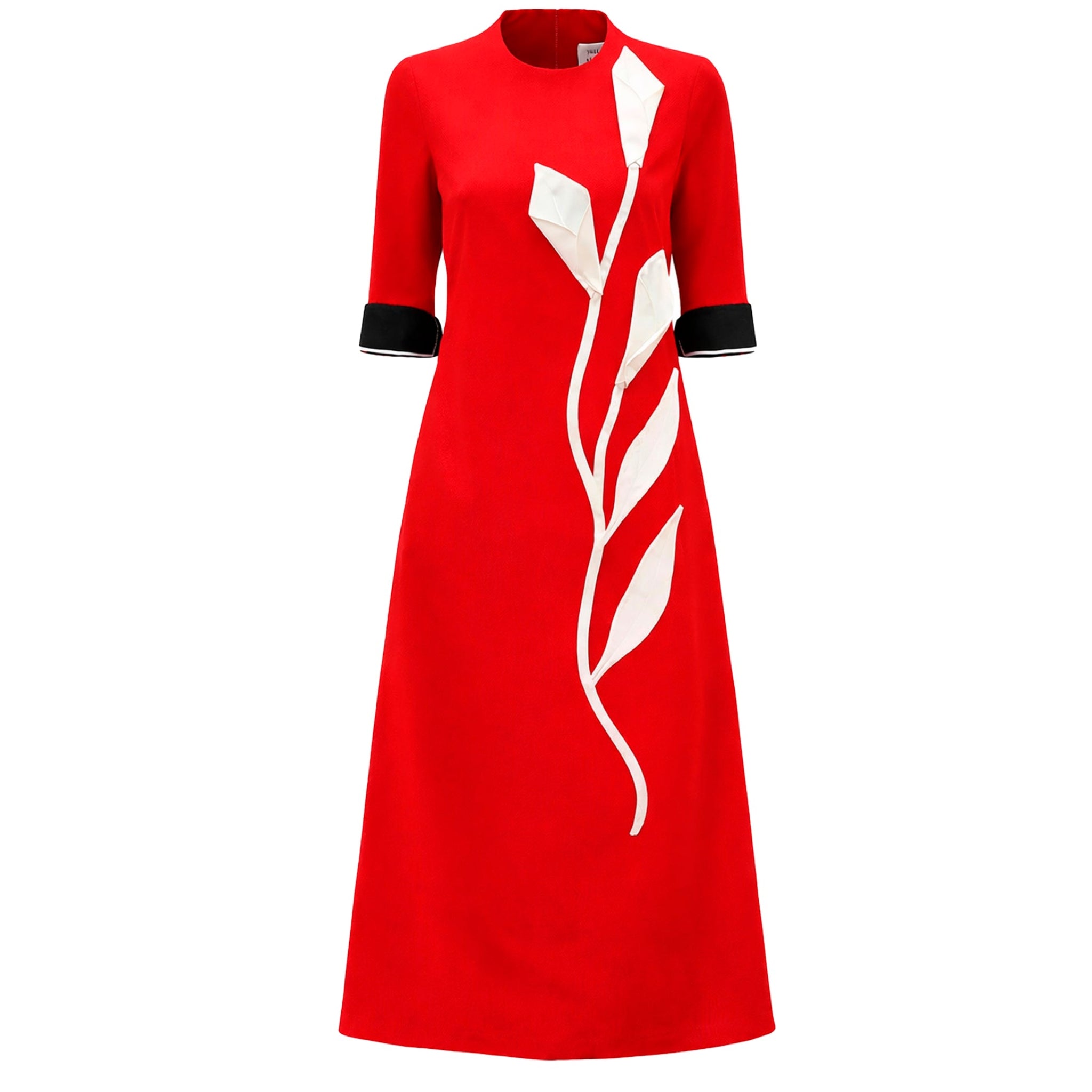JULIA ALLERT - Art-Inspired Semi-Fitted Three-Quarter Sleeves Dress - Red