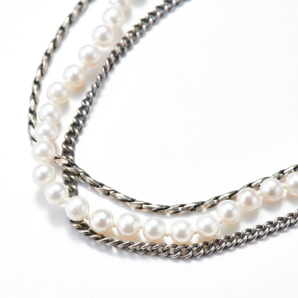 MASANA - Layered Silver and Pearl Necklace, buy at DOORS NYC