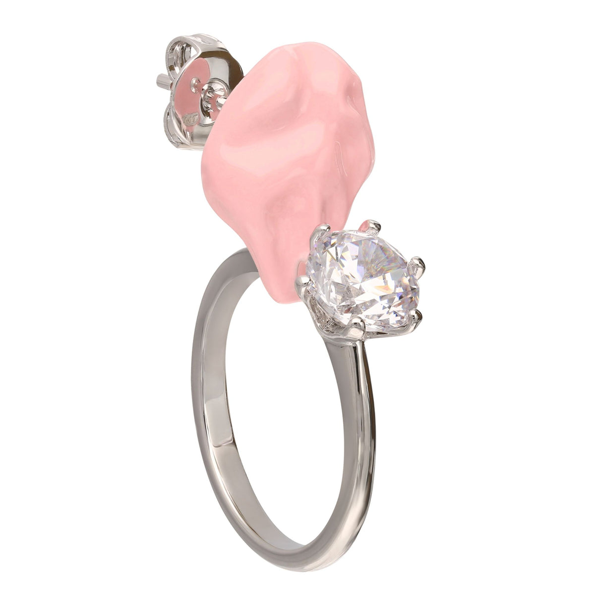 Pink Gum &amp; Ring Single Veruca Earring