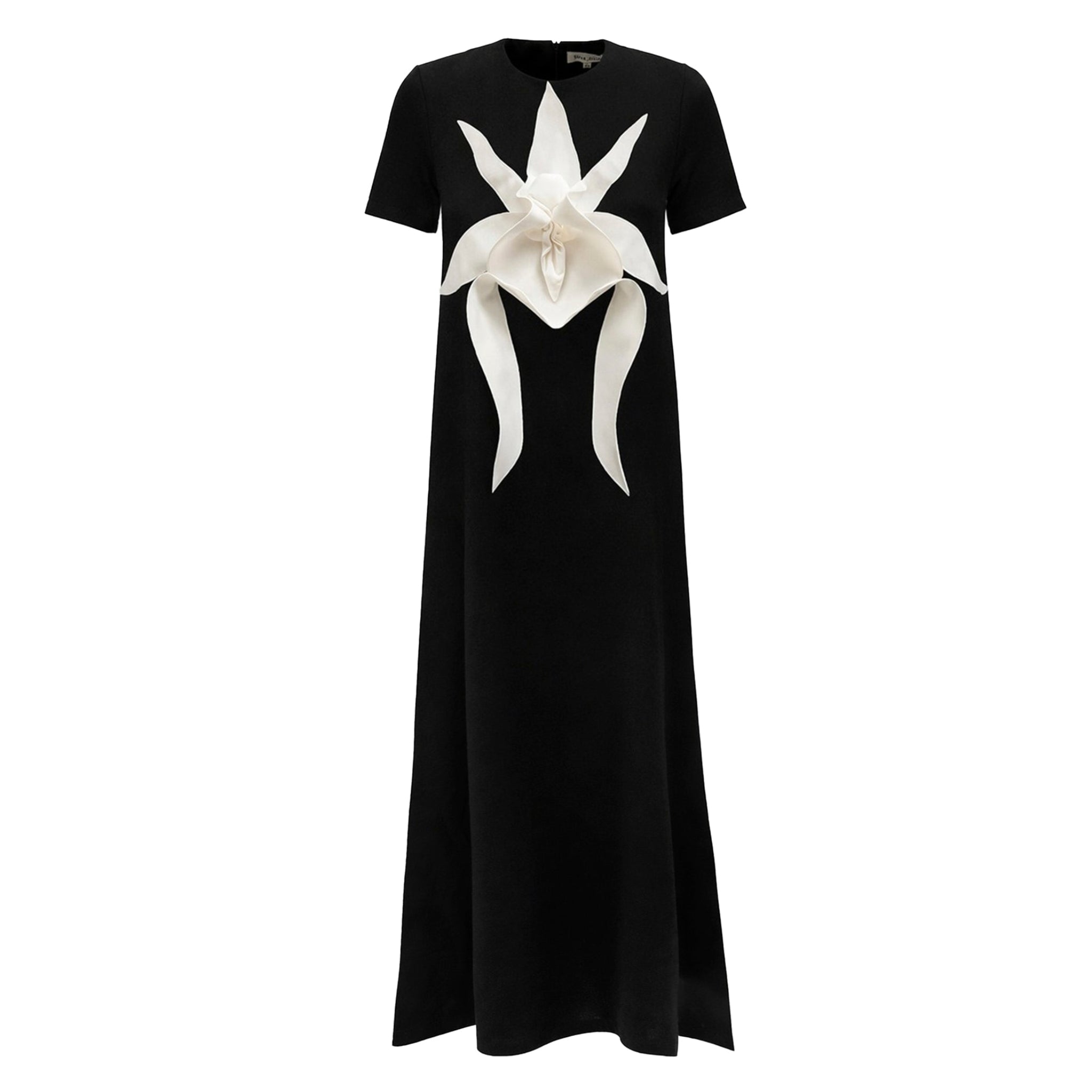 JULIA ALLERT - Ankle-Length Knit Dress With Flower Detail - Black | DOORS NYC JULIA ALLERT - Ankle-Length Knit Dress With Flower Detail - Black | DOORS NYC