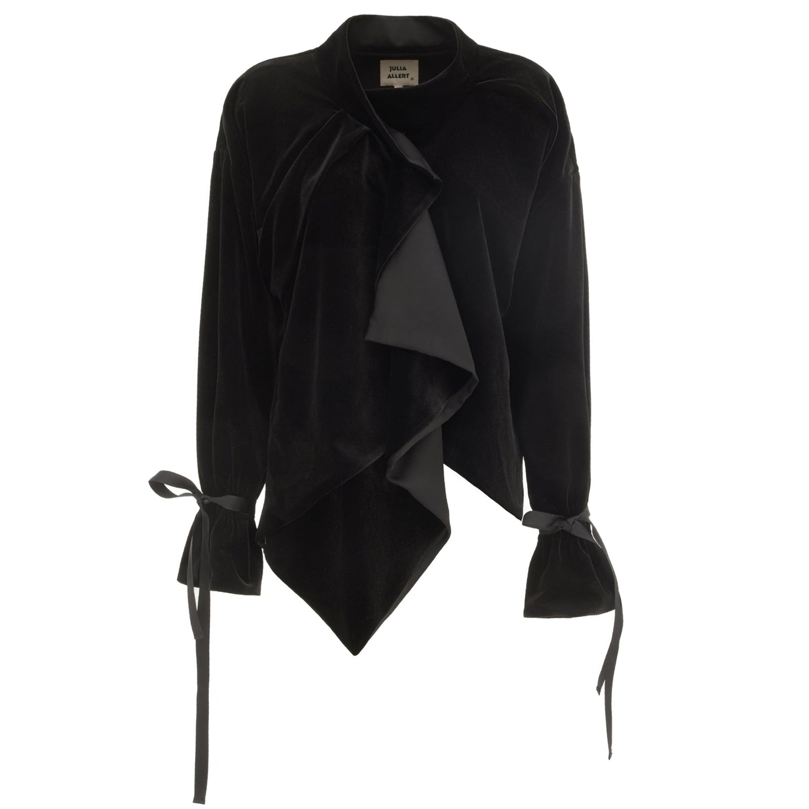 Evening Velvet Wrap Jacket With Silk Lining - Black