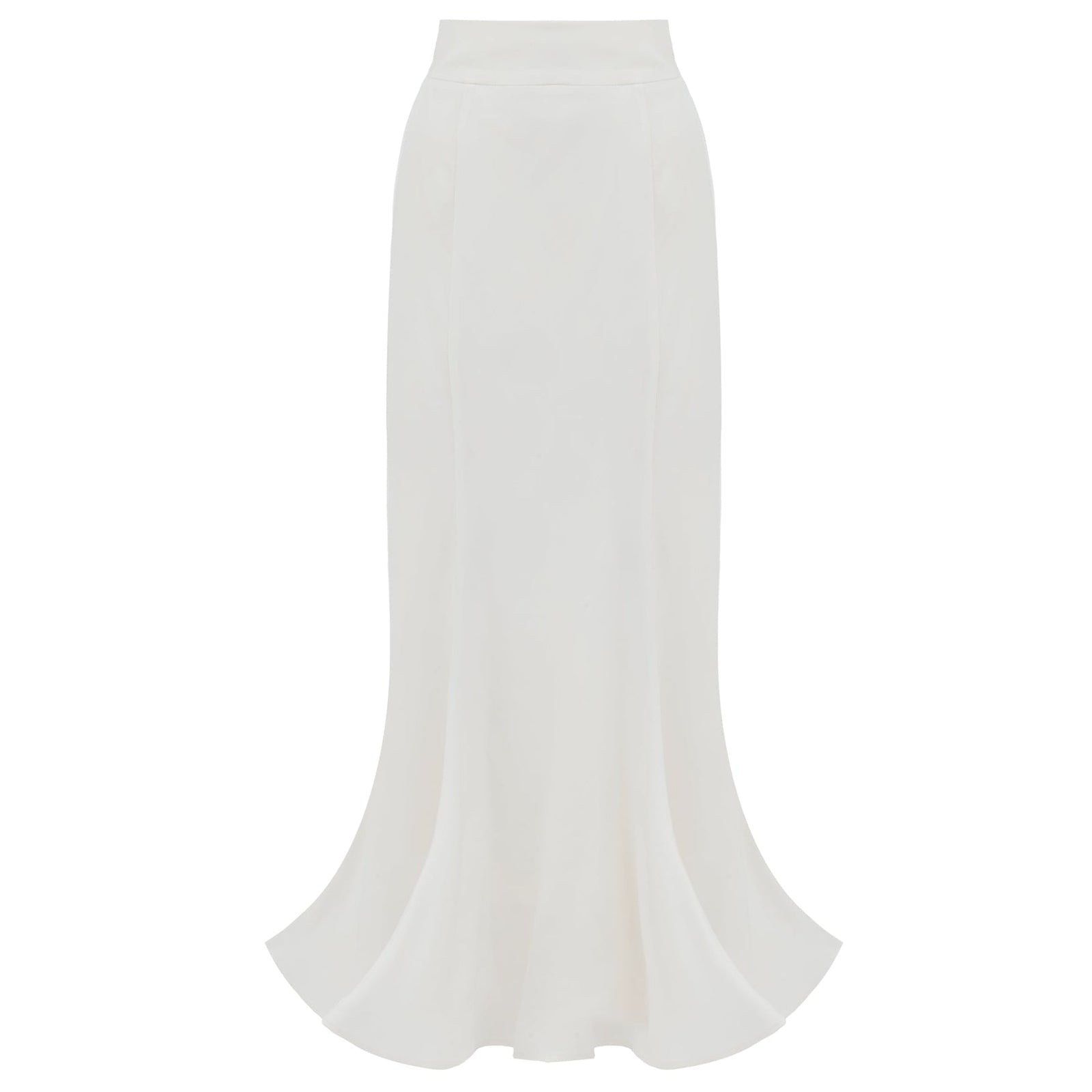 The High Waist Double-Sided Satin Maxi Skirt in Ivory by JULIA ALLERT features a flowing silhouette with a slight hem flare. Its smooth, lightweight satin makes it perfect for elegant eveningwear.