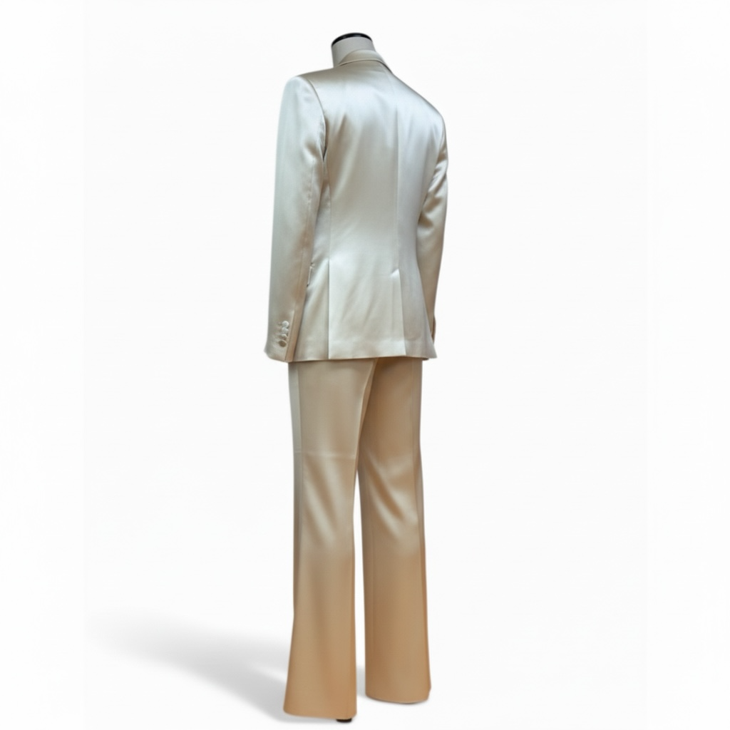 After Dark Silk Suit in Champagne