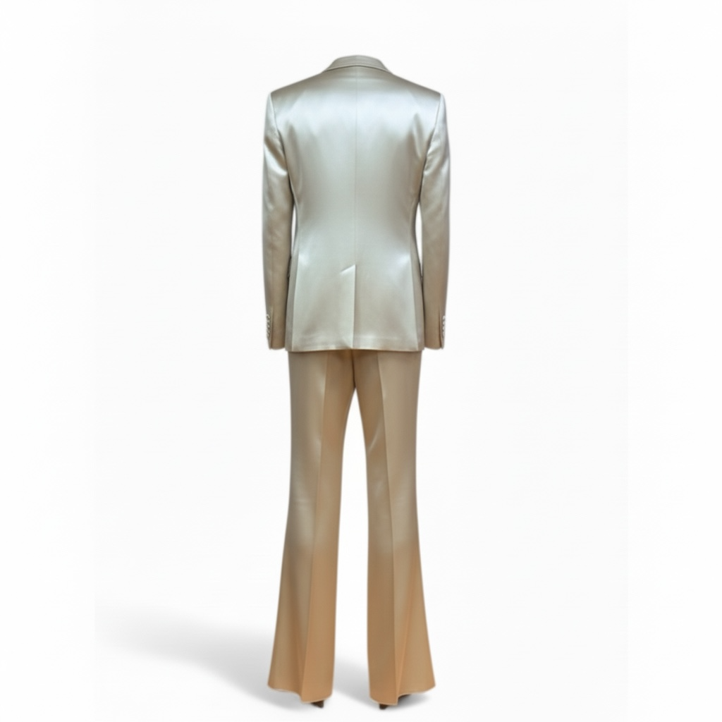 After Dark Silk Suit in Champagne