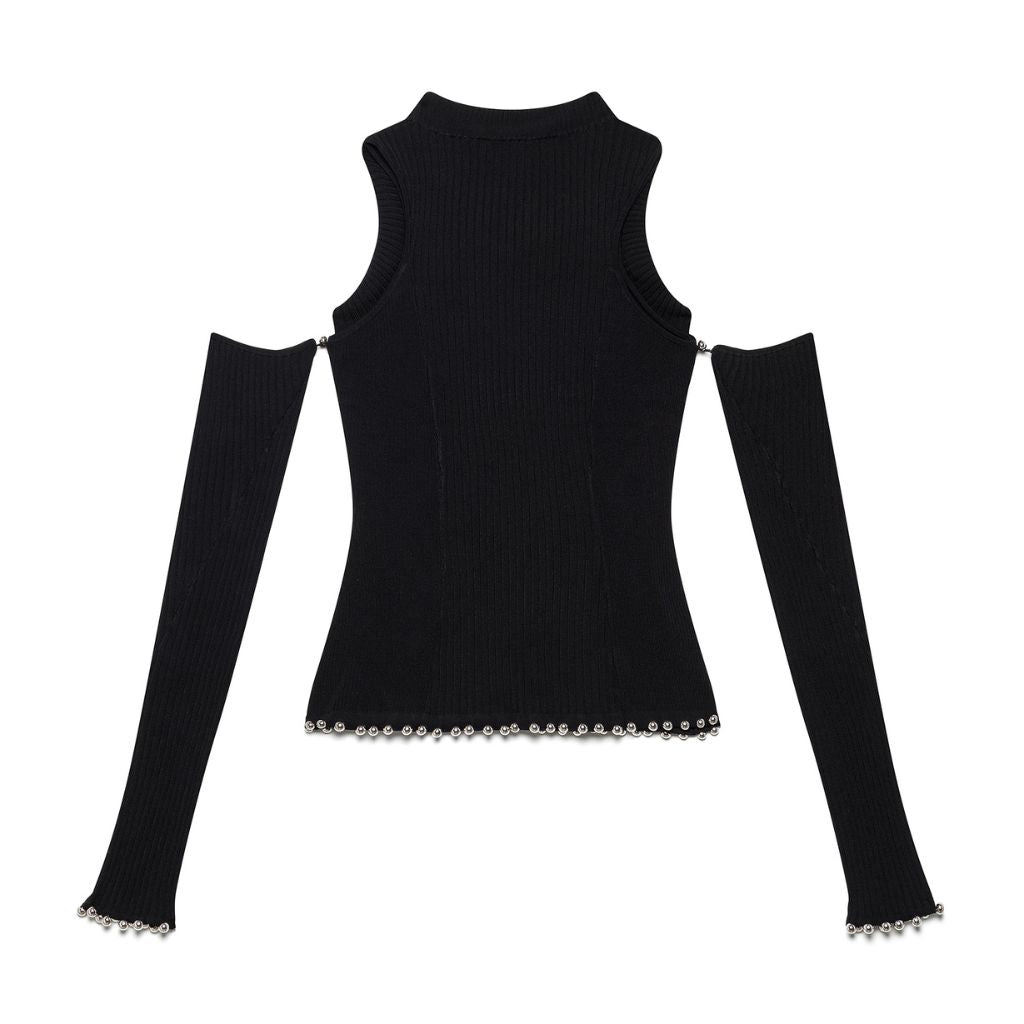 PRIVATE POLICY - Twist Cold Shoulder Knit Top at DOORS NYC