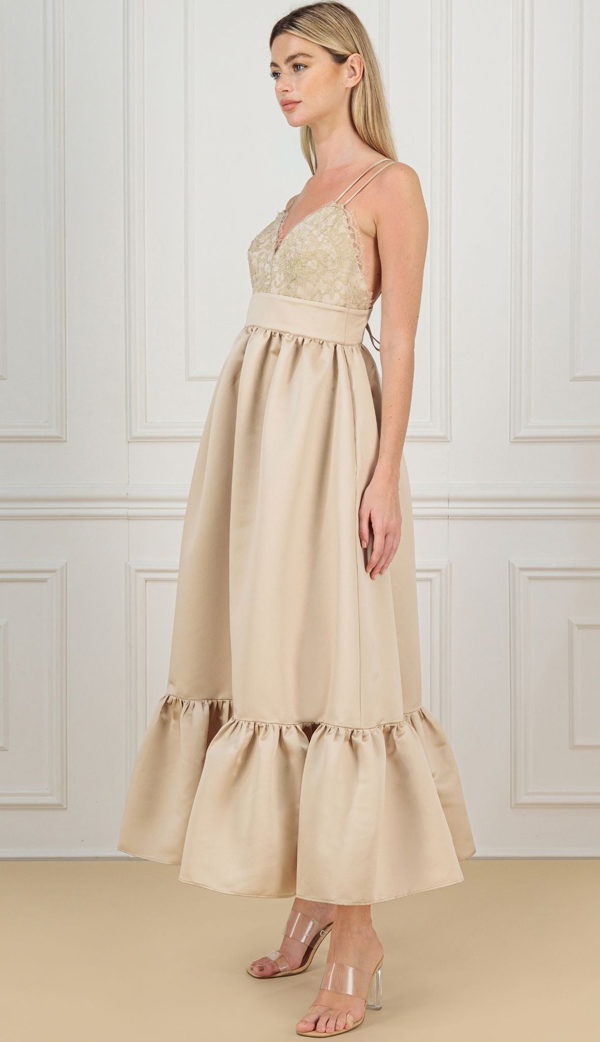 KAIANE DESIGNS - Ruffles Dress | Beige at DOORS NYC