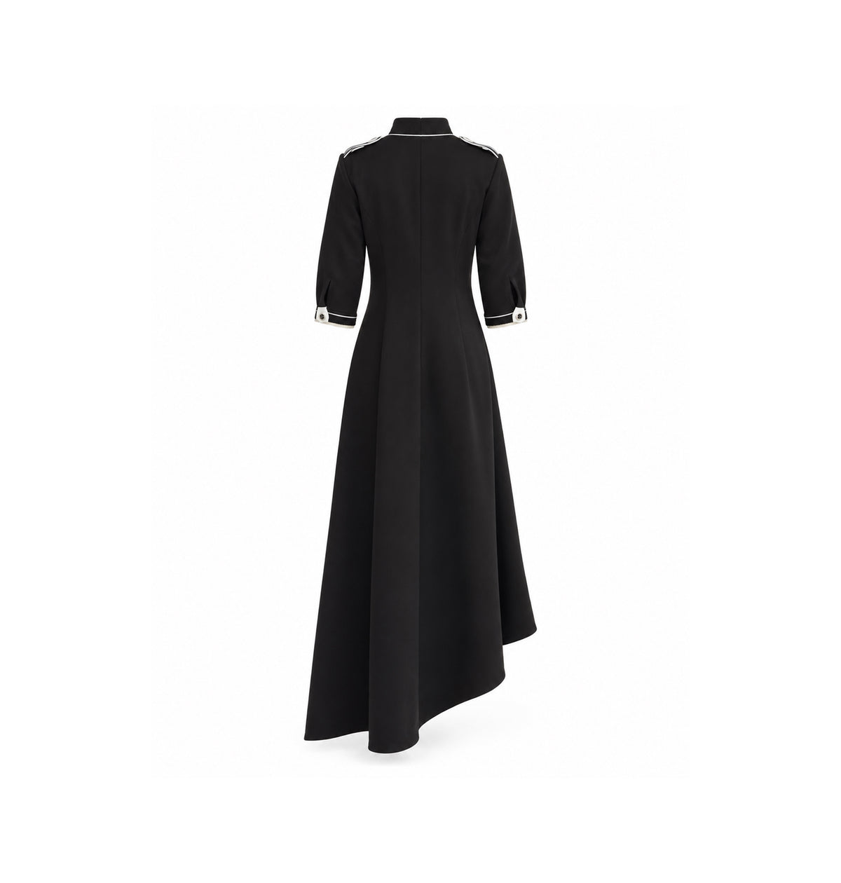 JULIA ALLERT black A-line dress with asymmetric hem, back view, buy at DOORS NYC