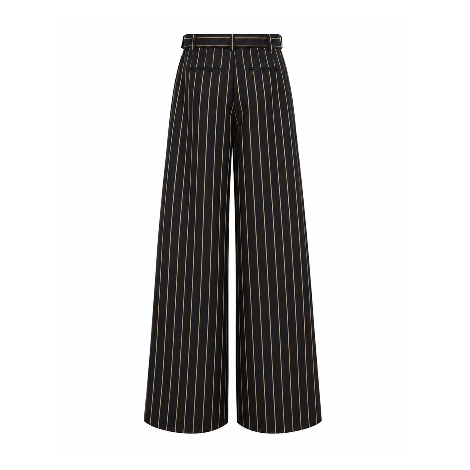 High-Waisted Wide-Leg Pinstripe Palazzo Trousers | Black