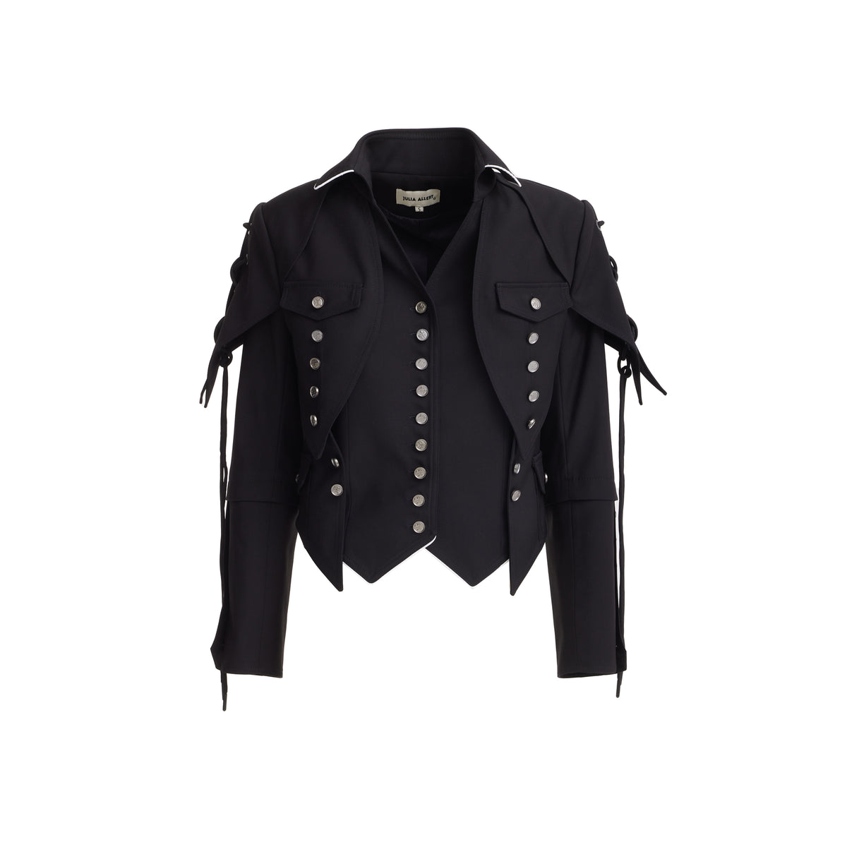 Designer Lace-Up Cropped Utility Jacket | Black
