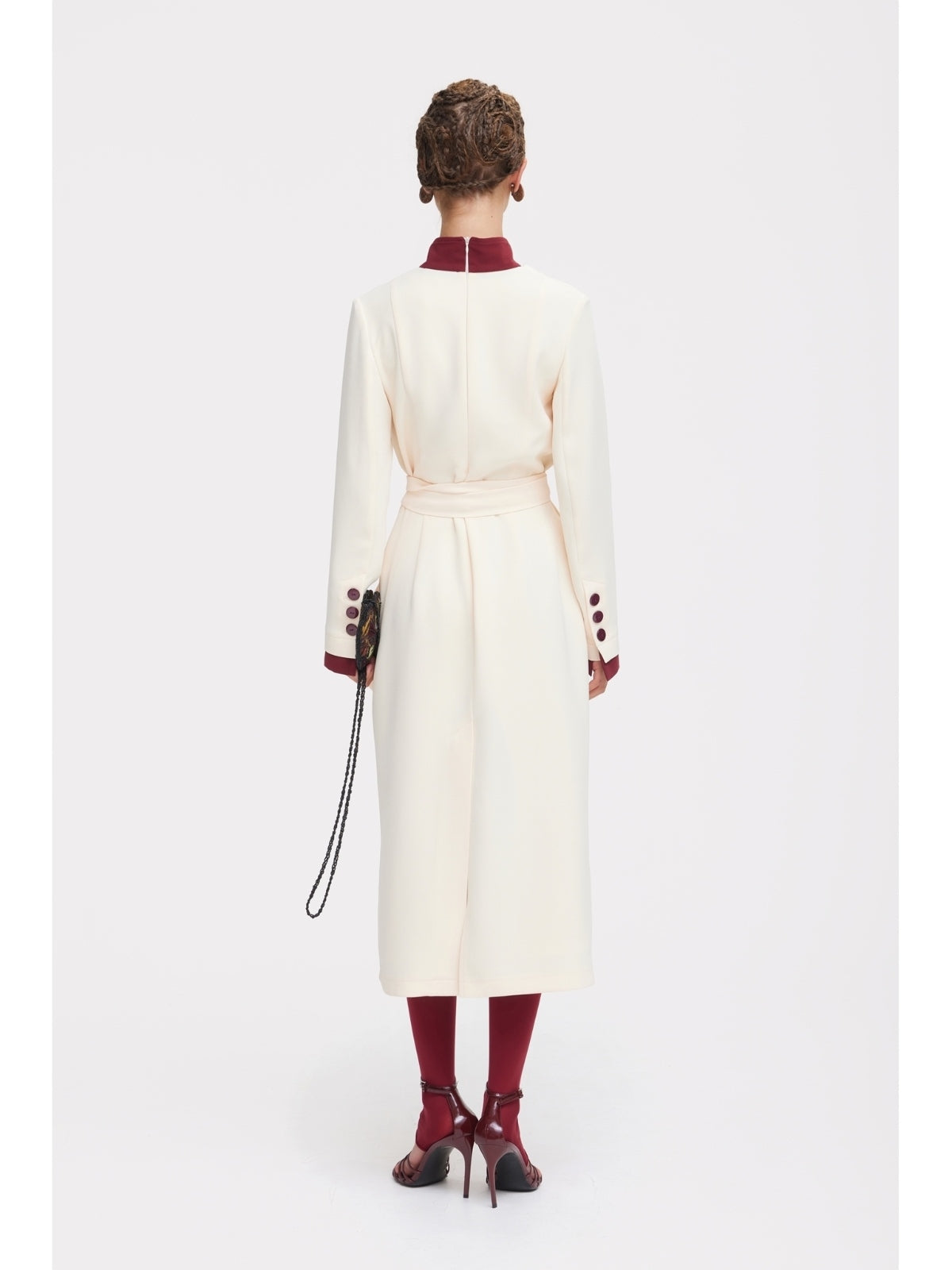 JULIA ALLERT ivory two-tone draped dress, full look, buy at DOORS NYC