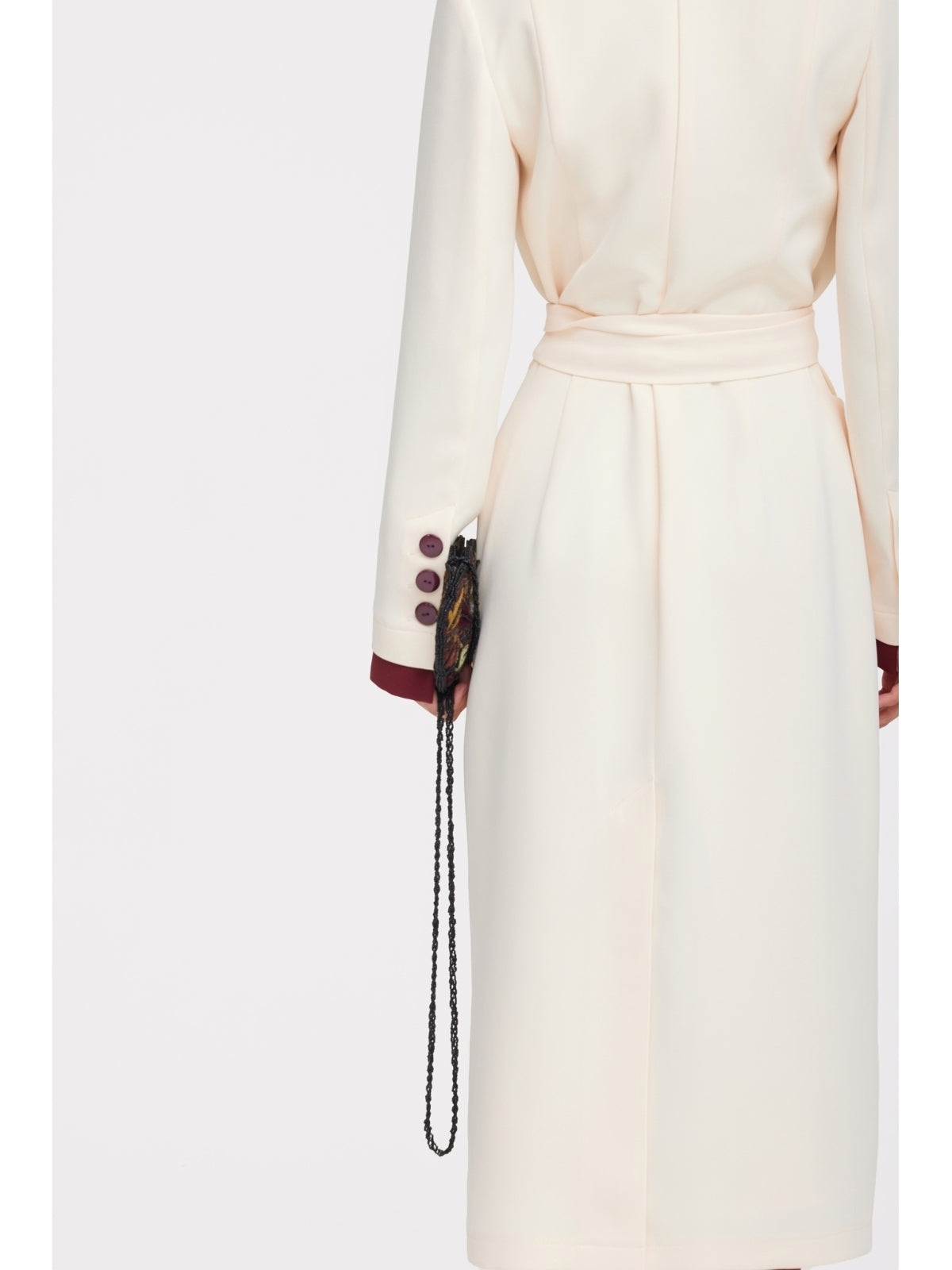 JULIA ALLERT ivory asymmetric dress, sleeve detail, buy at DOORS NYC