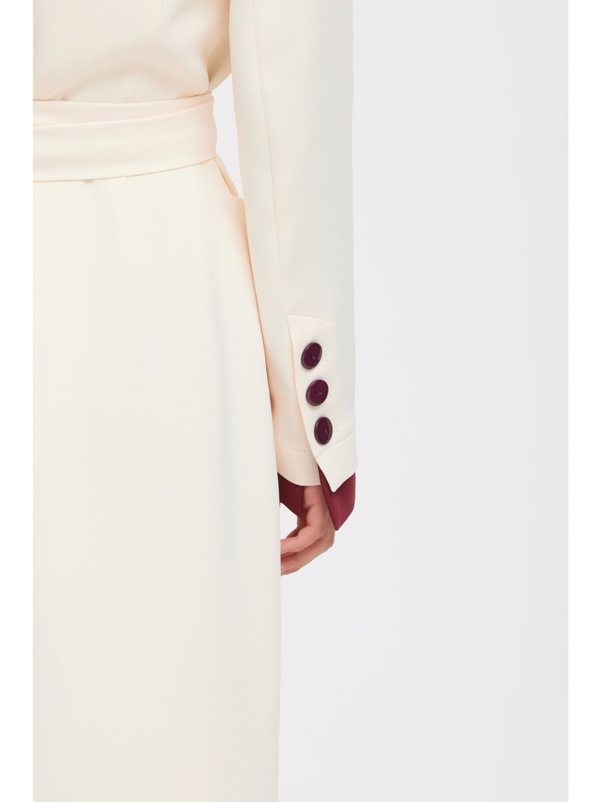 JULIA ALLERT ivory draped midi dress, fabric detail, buy at DOORS NYC