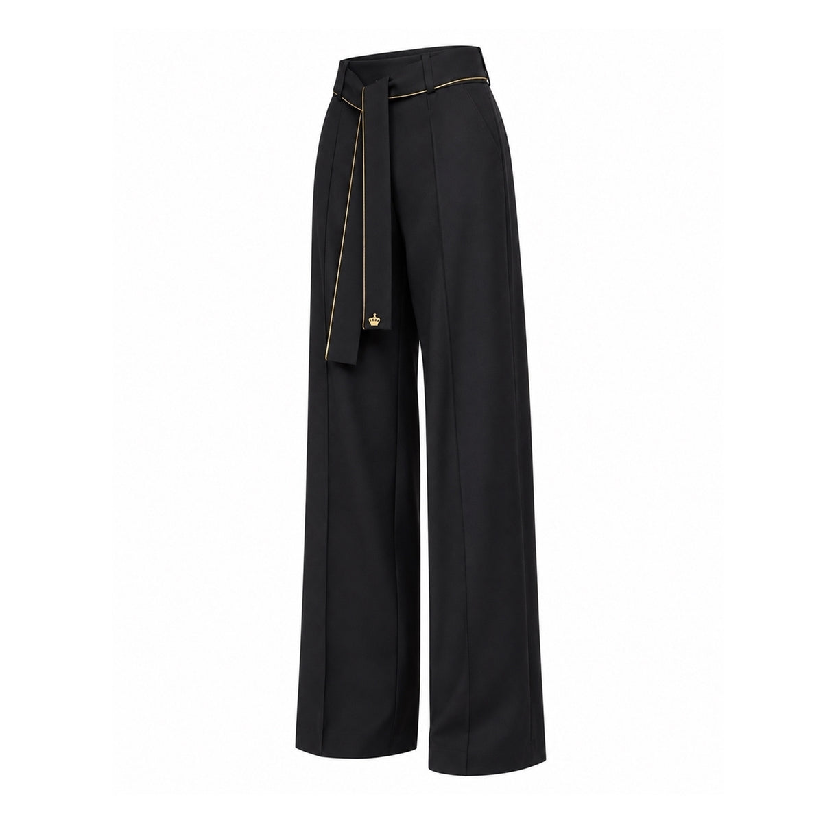 JULIA ALLERT black tie-waist straight-leg trousers, women's tailored pants, buy at DOORS NYC