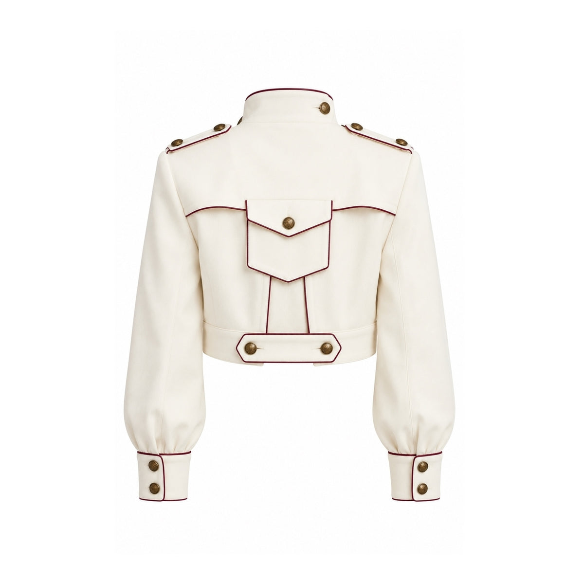JULIA ALLERT ivory designer piped cropped denim jacket, women's cropped jacket, buy at DOORS NYC