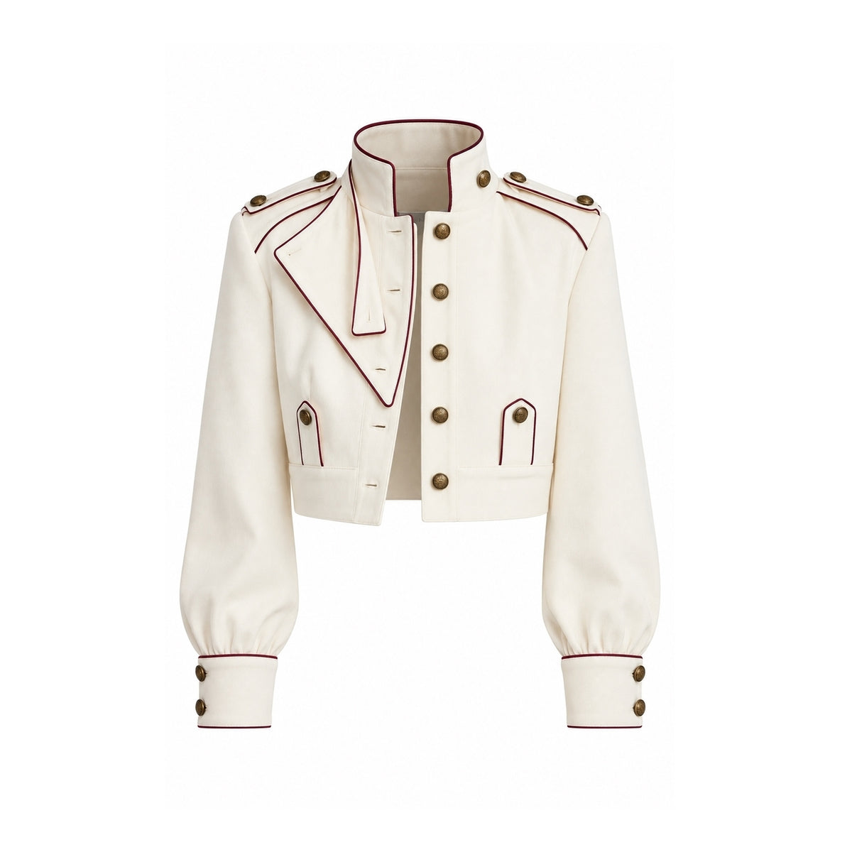 JULIA ALLERT ivory piped cropped denim jacket, product detail, buy at DOORS NYC