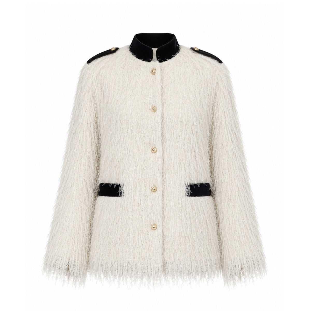 JULIA ALLERT ivory fuzzy textured statement jacket, product detail, buy at DOORS NYC