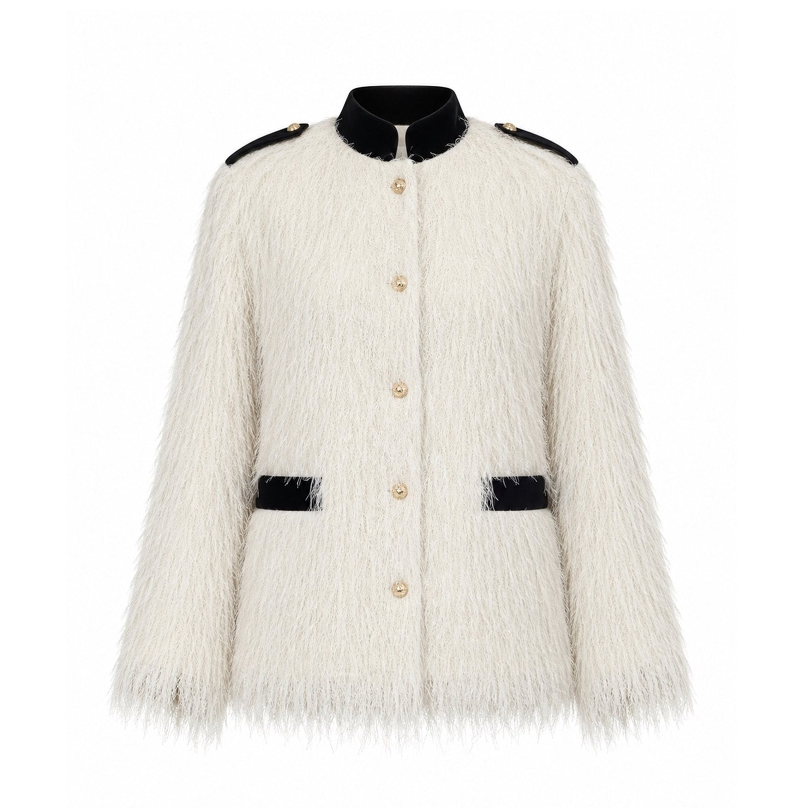 JULIA ALLERT ivory fuzzy textured statement jacket, product detail, buy at DOORS NYC