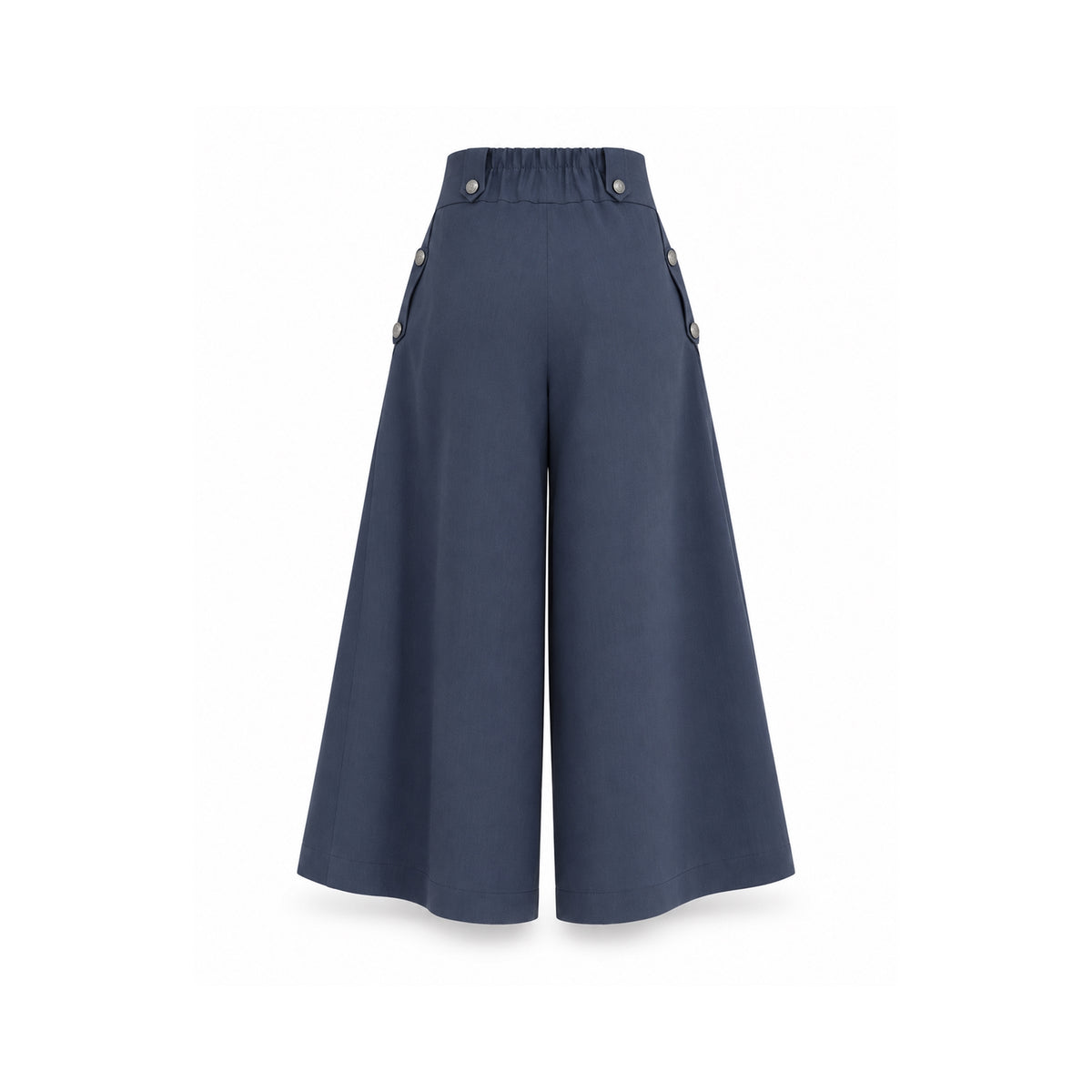 JULIA ALLERT blue grey high-waisted culottes, back view, buy at DOORS NYC