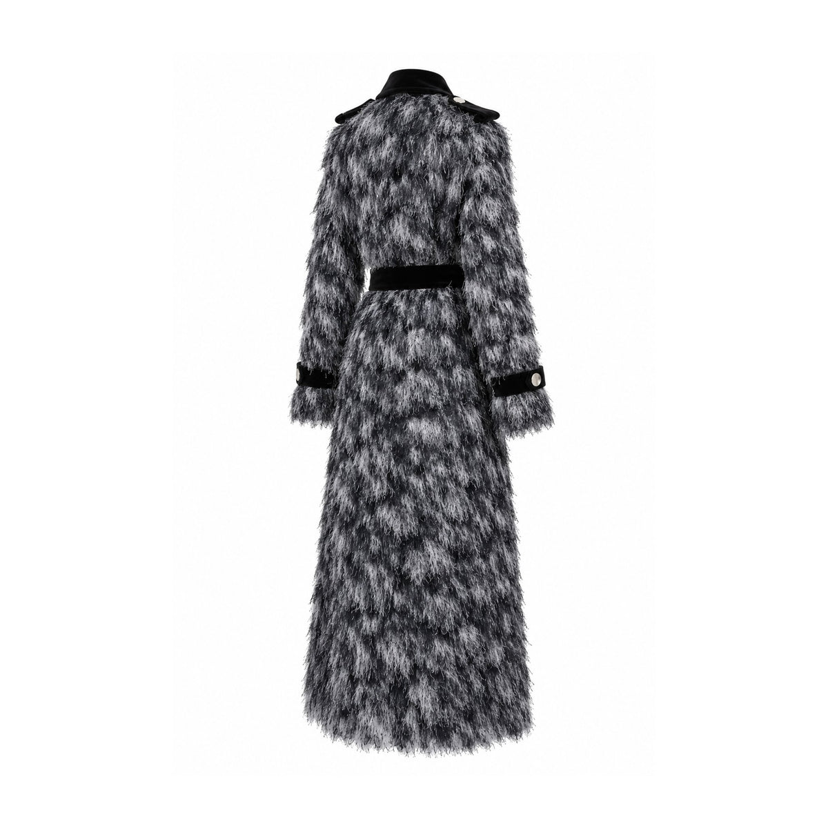 JULIA ALLERT charcoal grey shaggy long coat, back view, buy at DOORS NYC