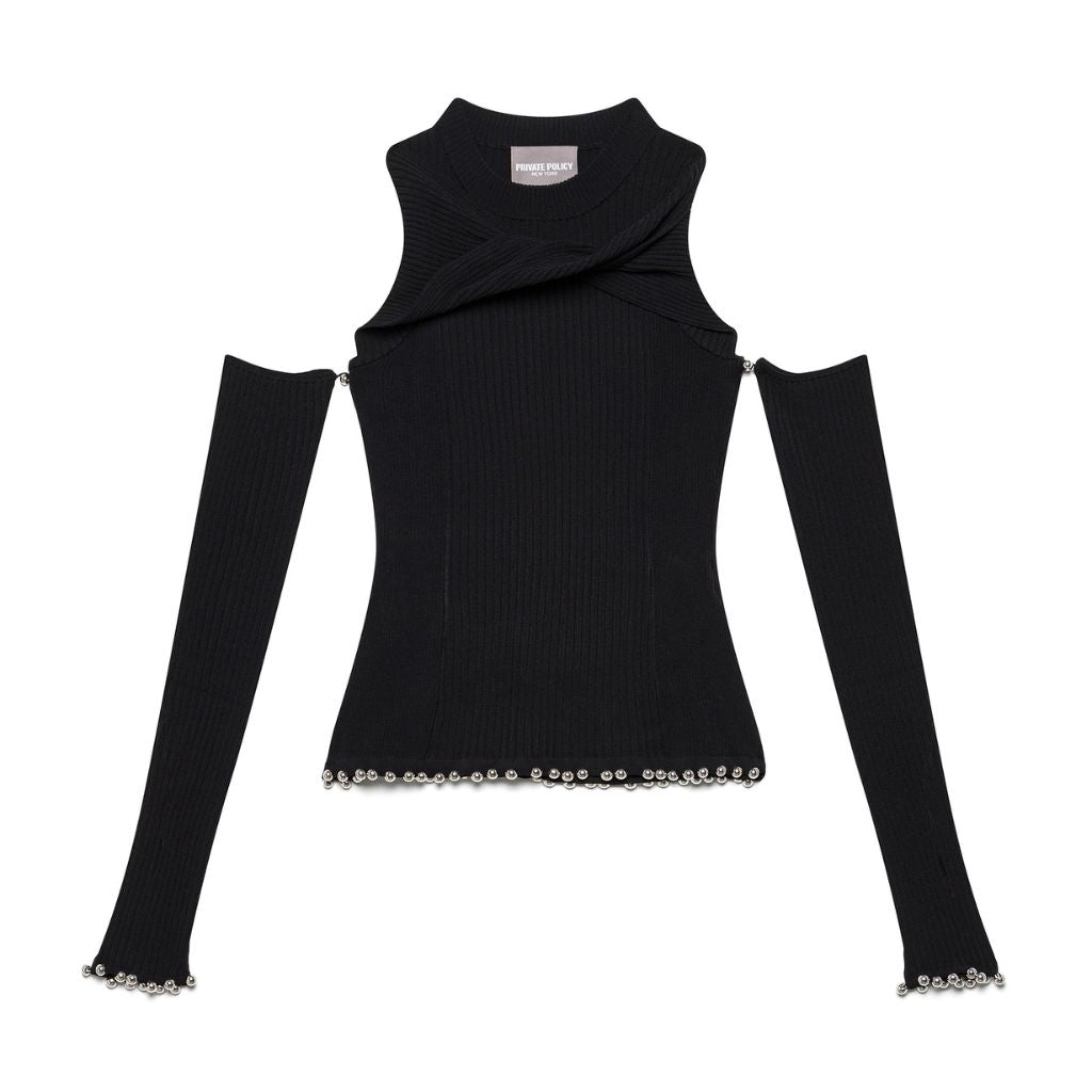PRIVATE POLICY - Twist Cold Shoulder Knit Top at DOORS NYC