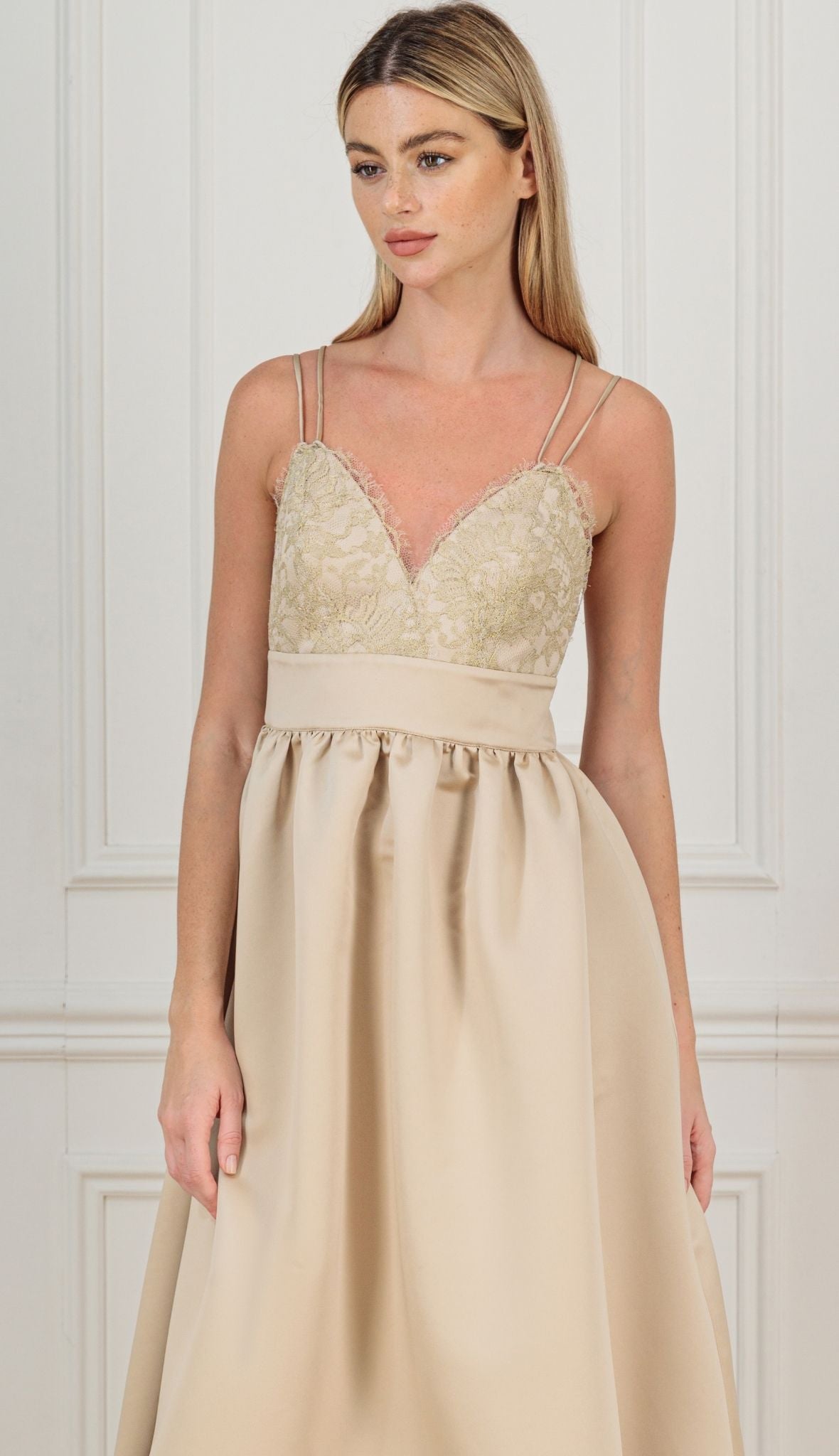 KAIANE DESIGNS - Ruffles Dress | Beige at DOORS NYC