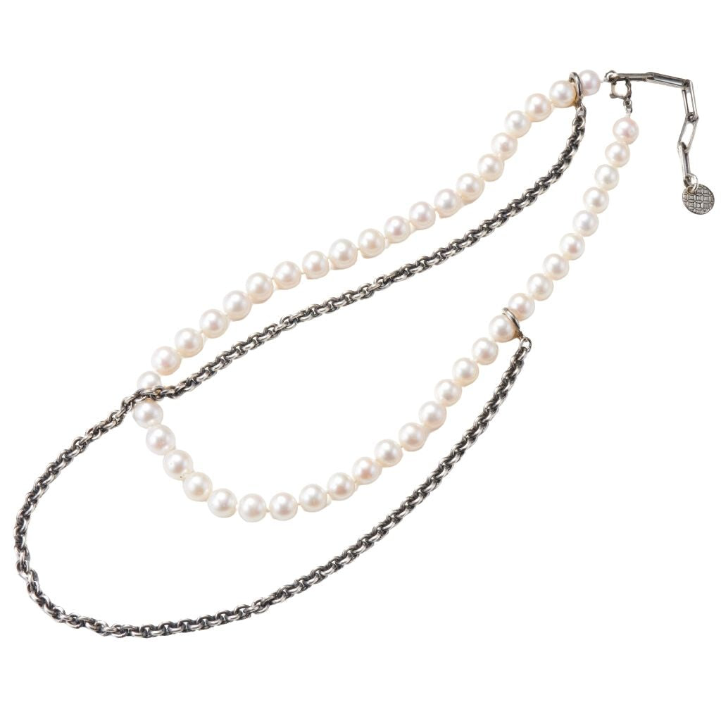 MASANA - Layered Silver and Pearl Necklace, buy at DOORS NYC
