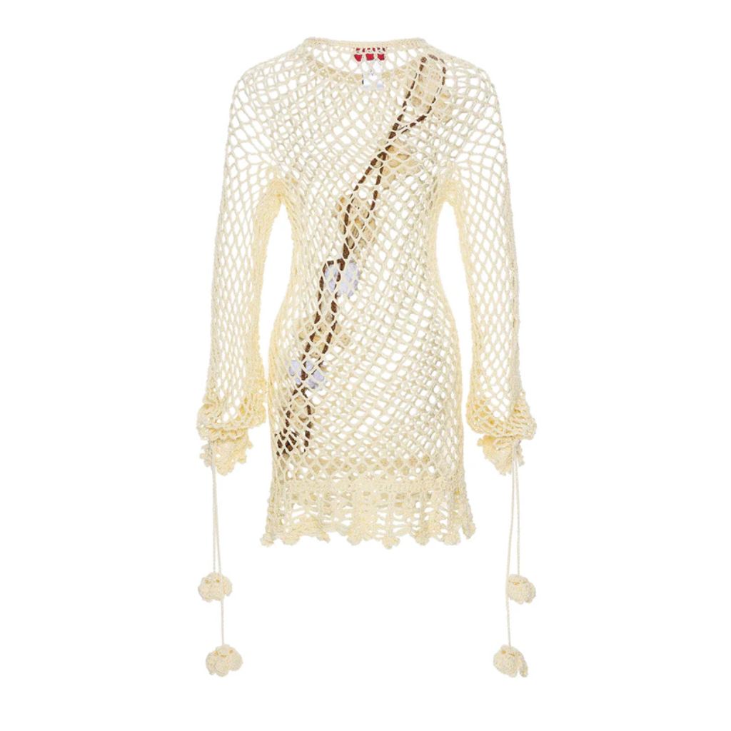 ANDREEVA - Vanilla Multicolor Handmade Crochet Top-Dress