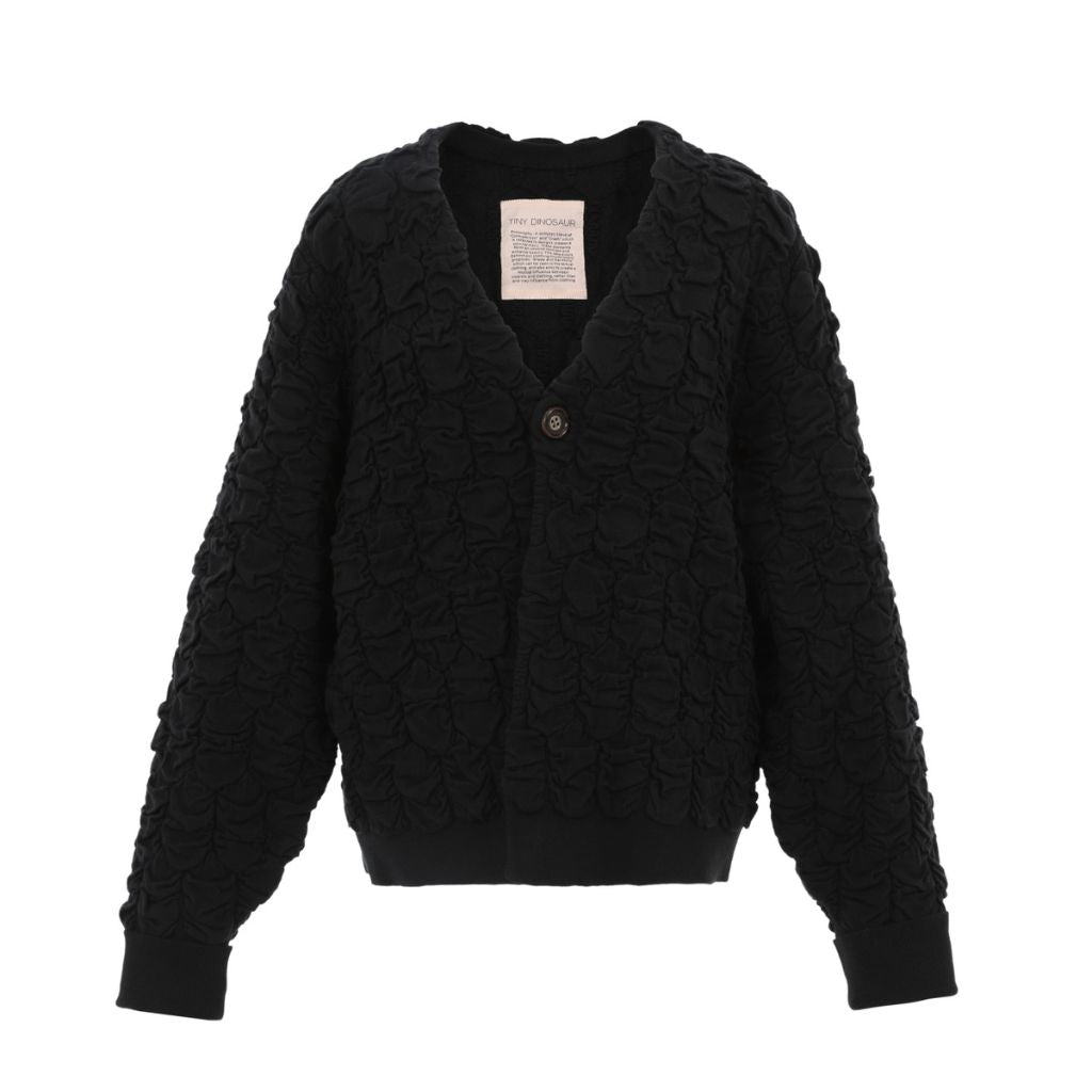 TINY DINOSAUR - Shrink Knit Cardigan | Black buy at DOORS NYC