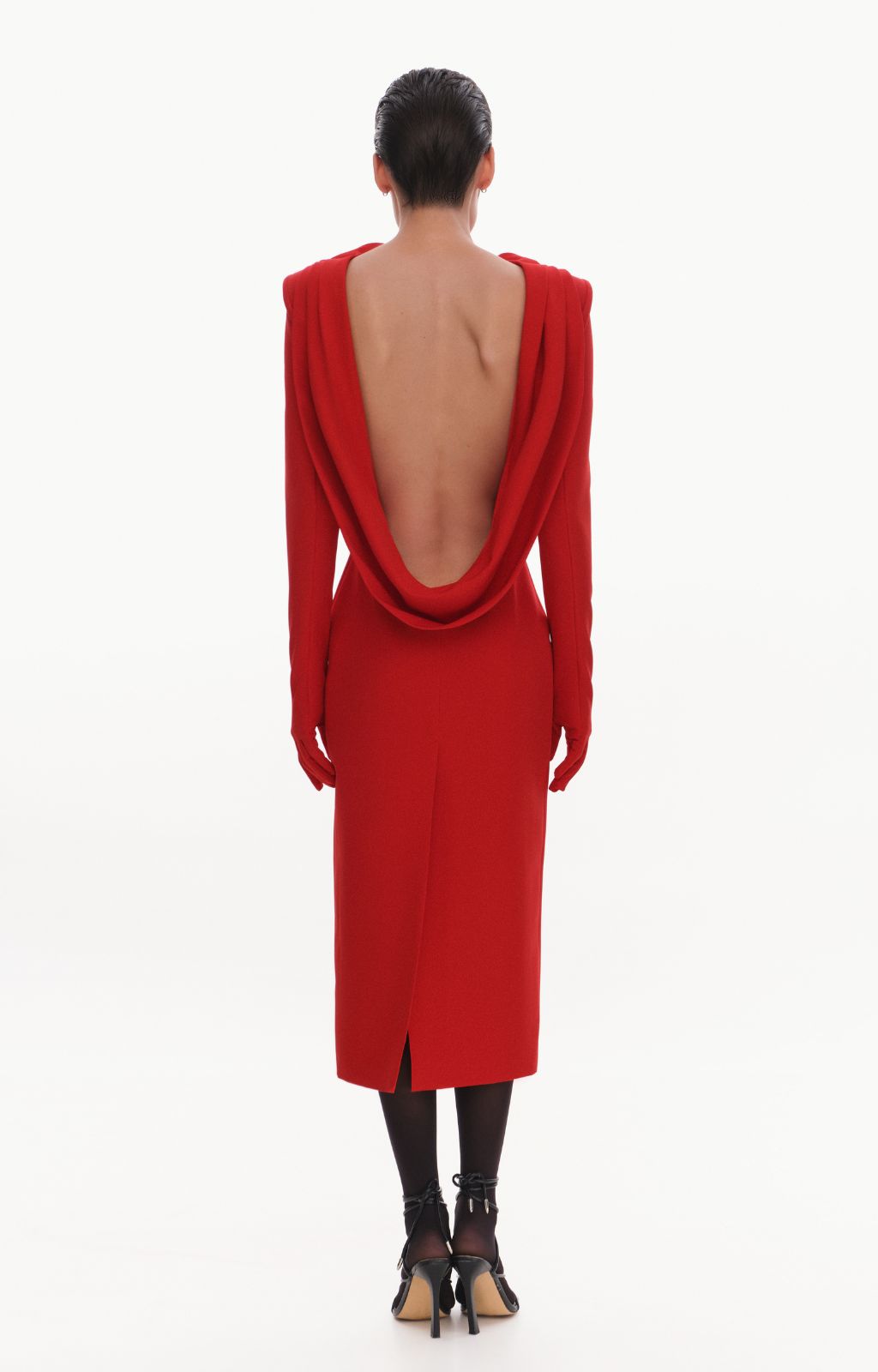 KRIS MARAN - Collared Dress WIth Gloves | Red buy at DOORS NYC