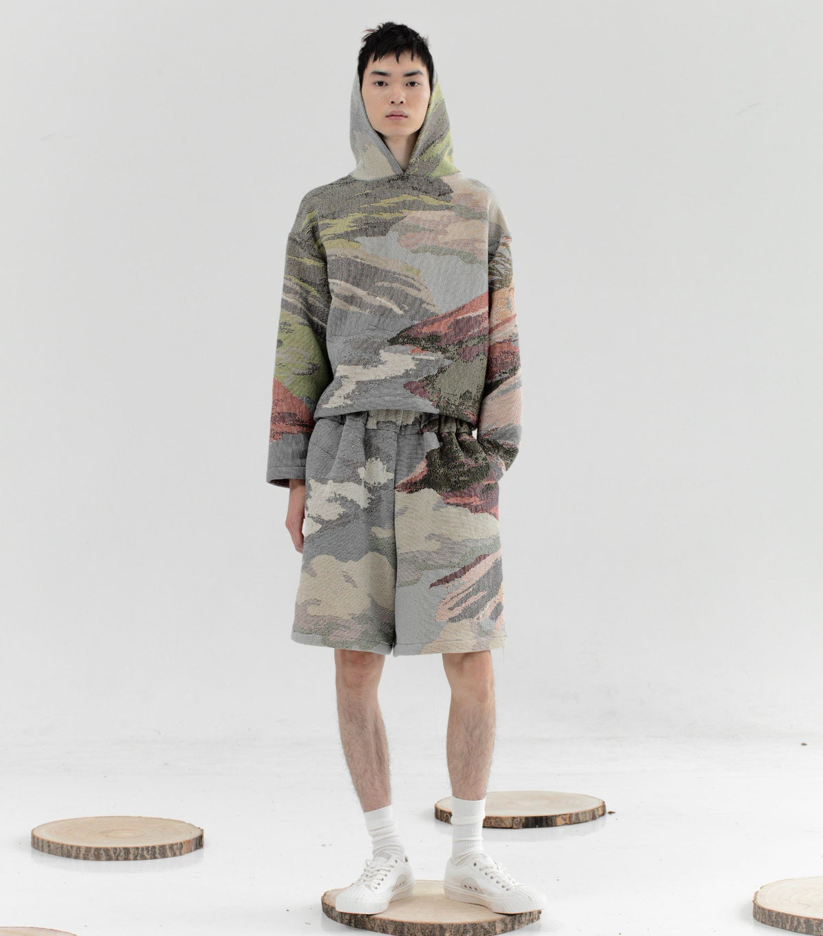 CLARA SOCLARA SON -Reminiscence Tapestry Shorts  , buy at DOORS NYCN - Reminiscence Tapestry Hoodie , buy at DOORS NYC