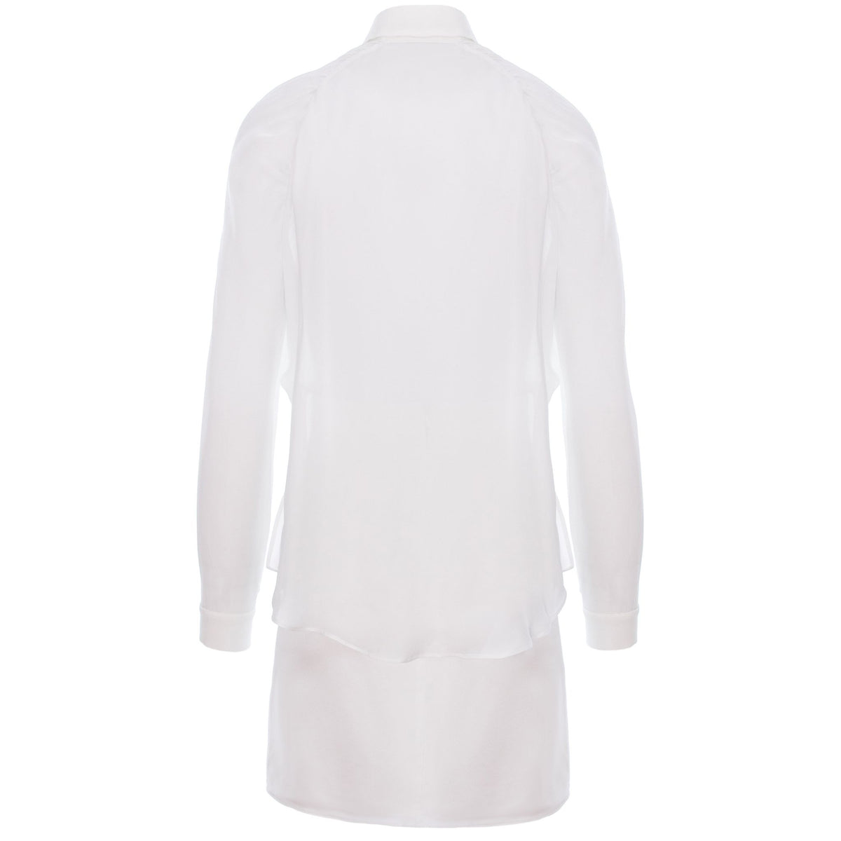 Gathered Raglan Sleeve Viscose Mini Shirt Dress - White
