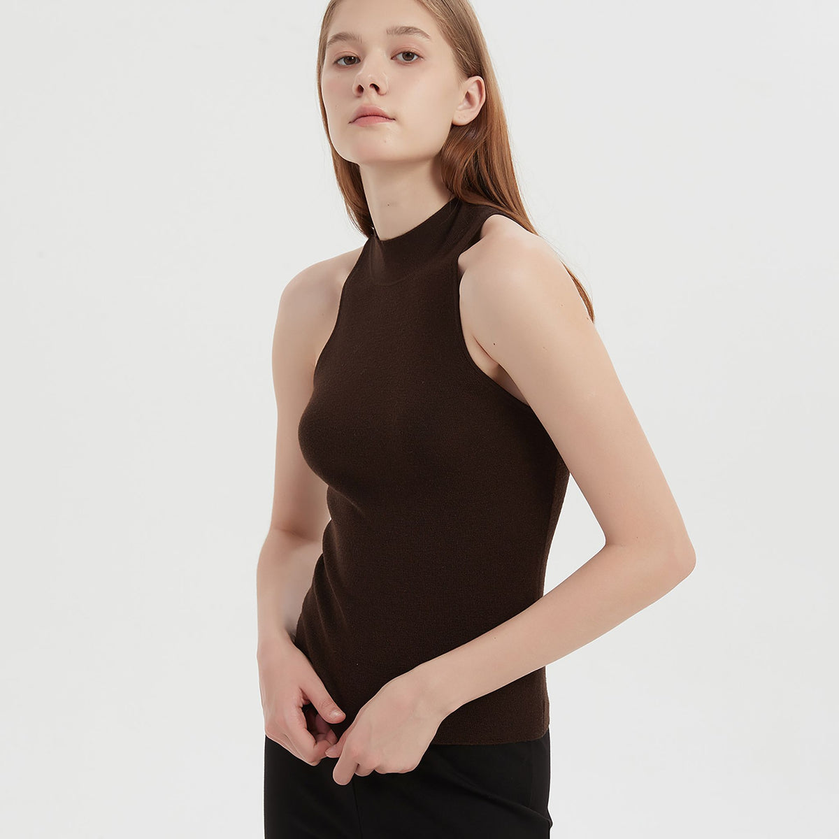 NUAJE NUAJE - Wool-silk Knit Tank | Brown, buy at DOORS NYC