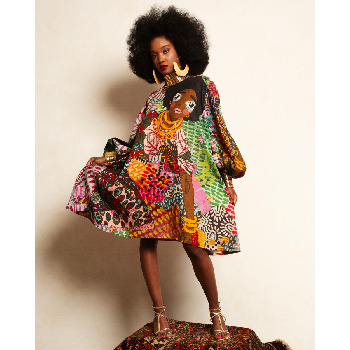 A-Line Balloon Sleeve Dress