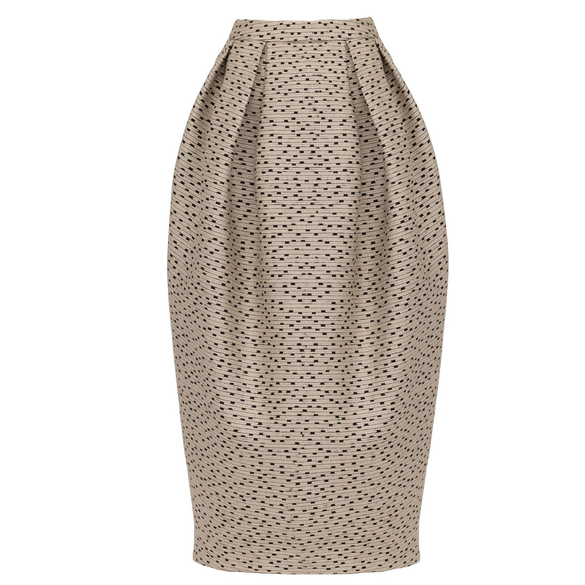 Beige Sculptural Midi Pencil Skirt