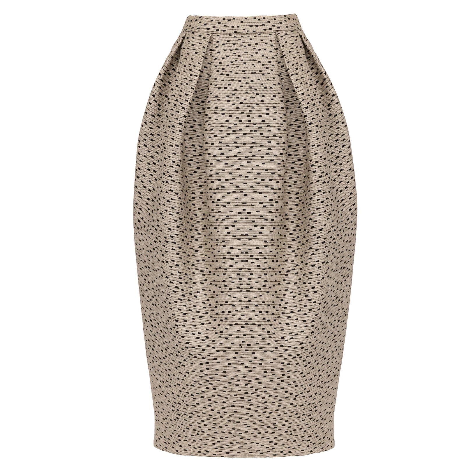 Beige Sculptural Midi Pencil Skirt