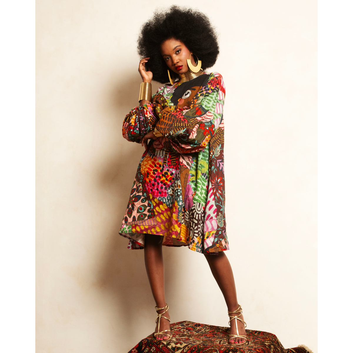 A-Line Balloon Sleeve Dress