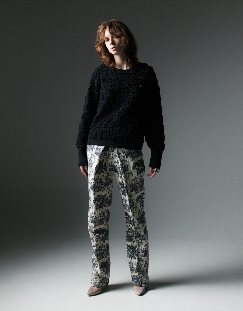 TINY DINOSAUR - Shrink Knit Crew Neck Sweater | Black buy at DOORS NYC