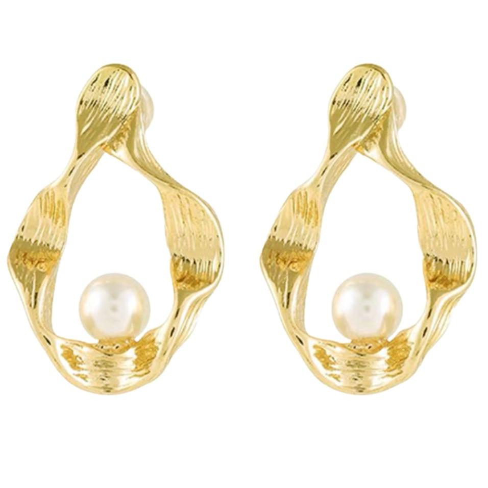 CELOVIS -   Muse Pearl Sculpted Earrings | Gold, buy at DOORS NYC