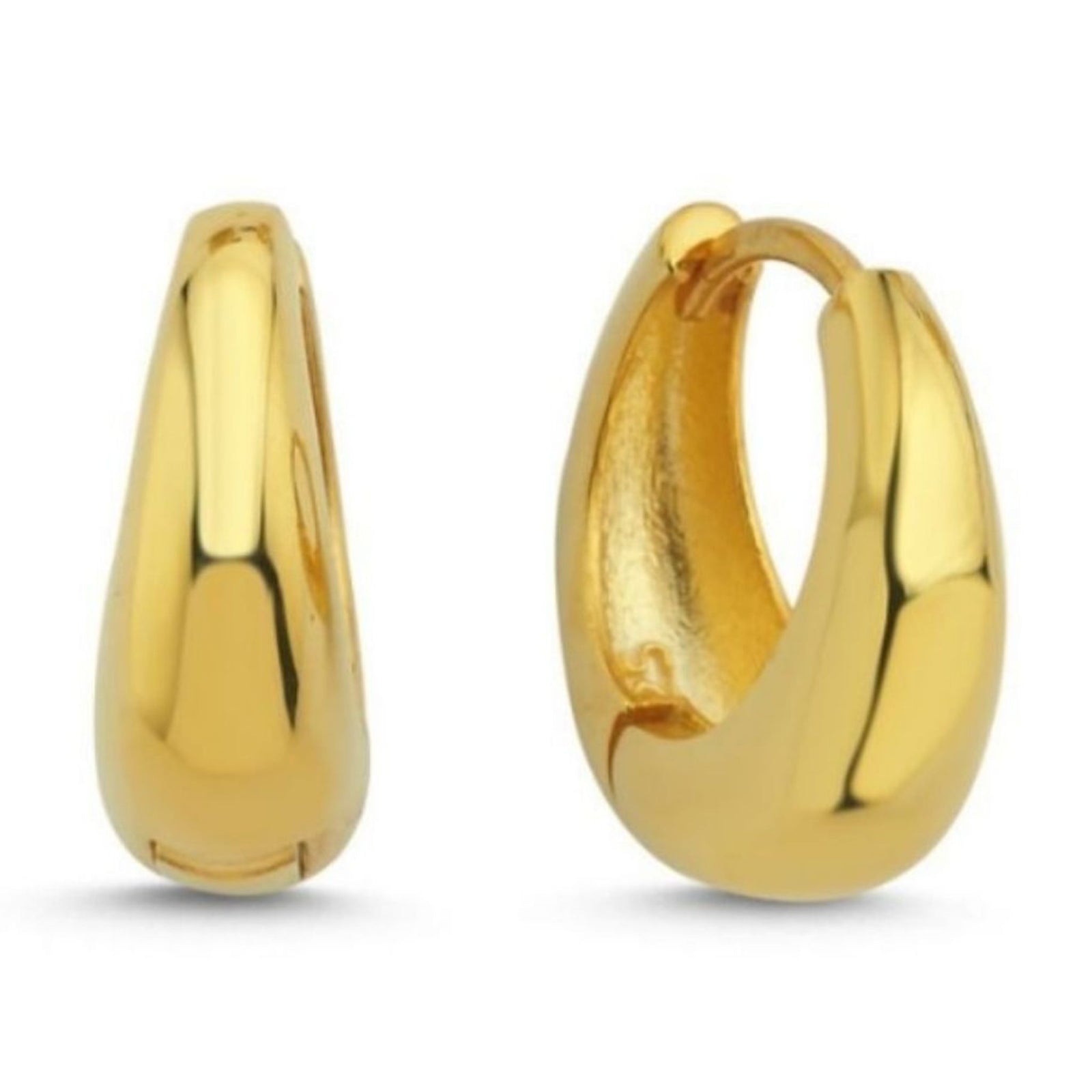LINYA JEWELRY - Chunky Huggie Hoop Earrings | Gold, buy at DOORS NYC
