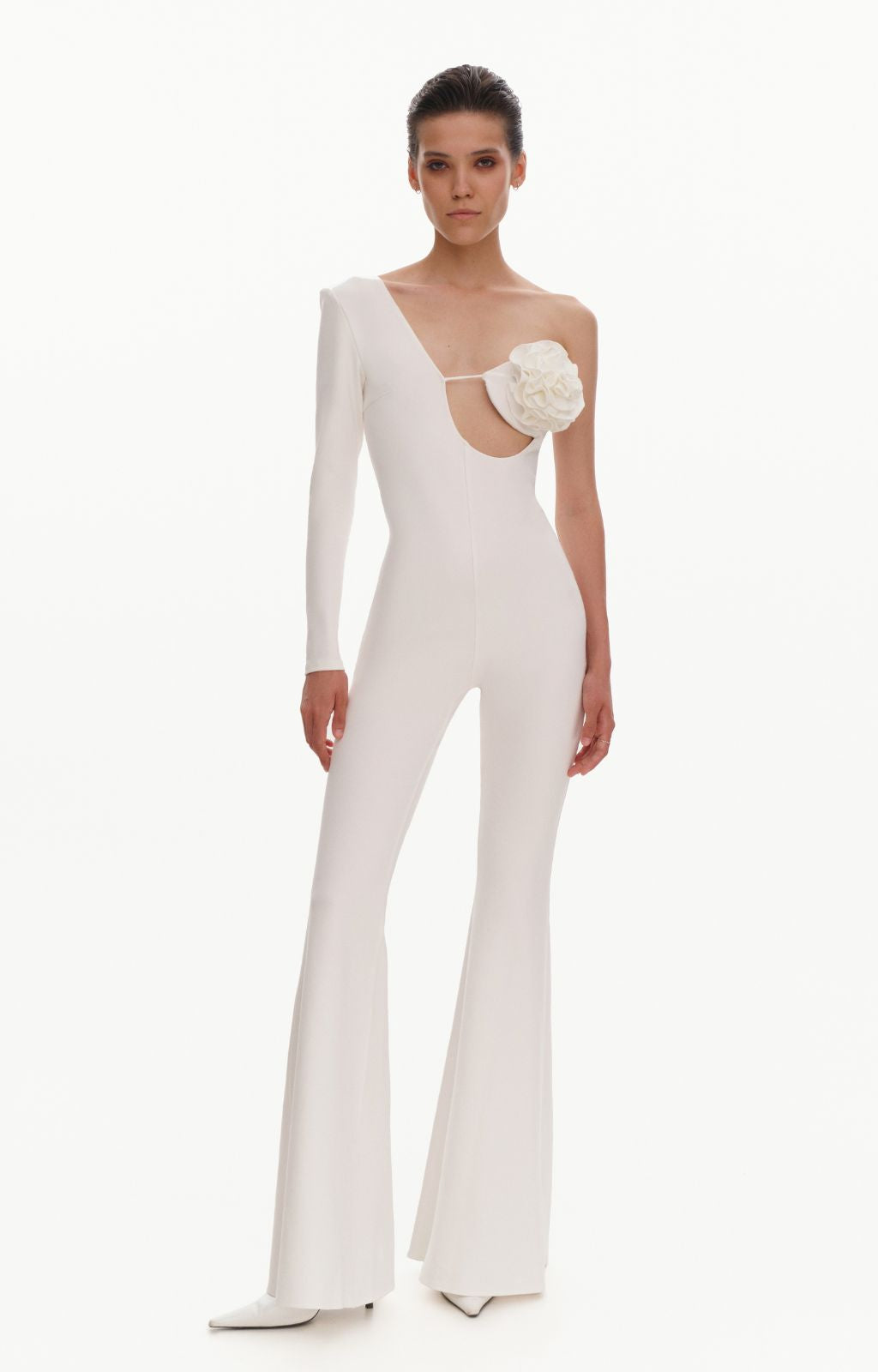 KRIS MARAN - Catsuit With A Rose Applique | Ecru buy at DOORS NYC
