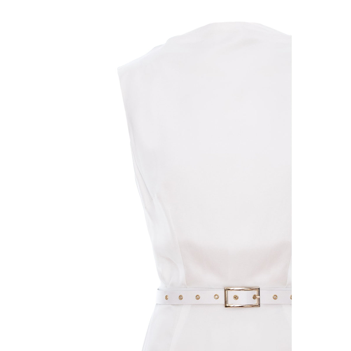 Cowl Neckline Asymmetric Viscose Midi Dress - White