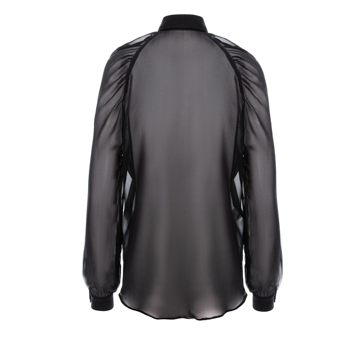 Black Sheer Silk Raglan Sleeve Shirt