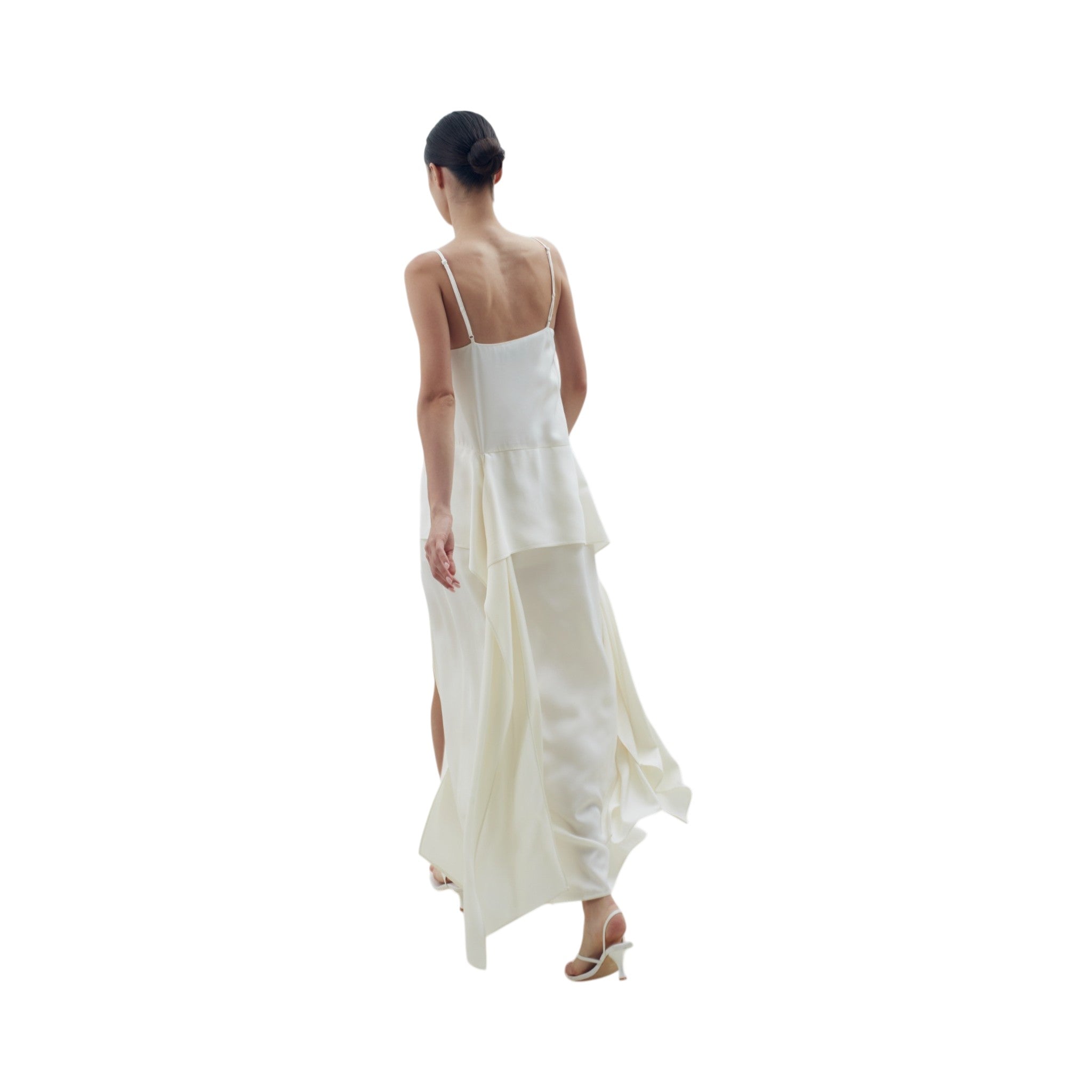 Cream Scarf Detailed Midi Sleeveless Dress