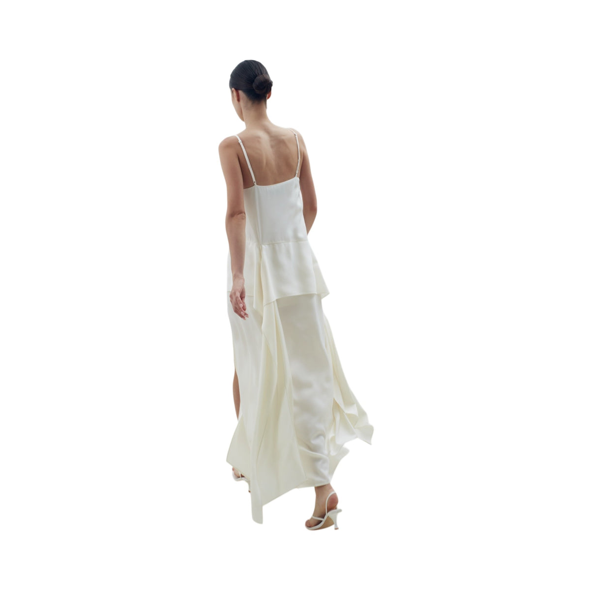 Cream Scarf Detailed Midi Sleeveless Dress