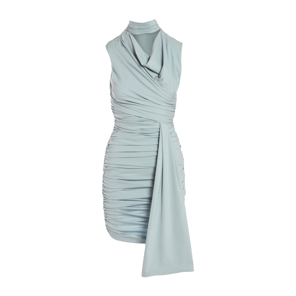 OTKUTYR - Brunnera Drape Mini Dress | Blue, buy at DOORS NYC