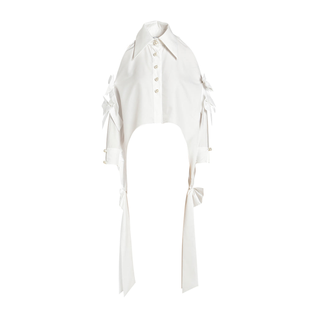 OTKUTYR - White Susan Shirt With Bows PR Sample at DOORS NYC PR Showroom