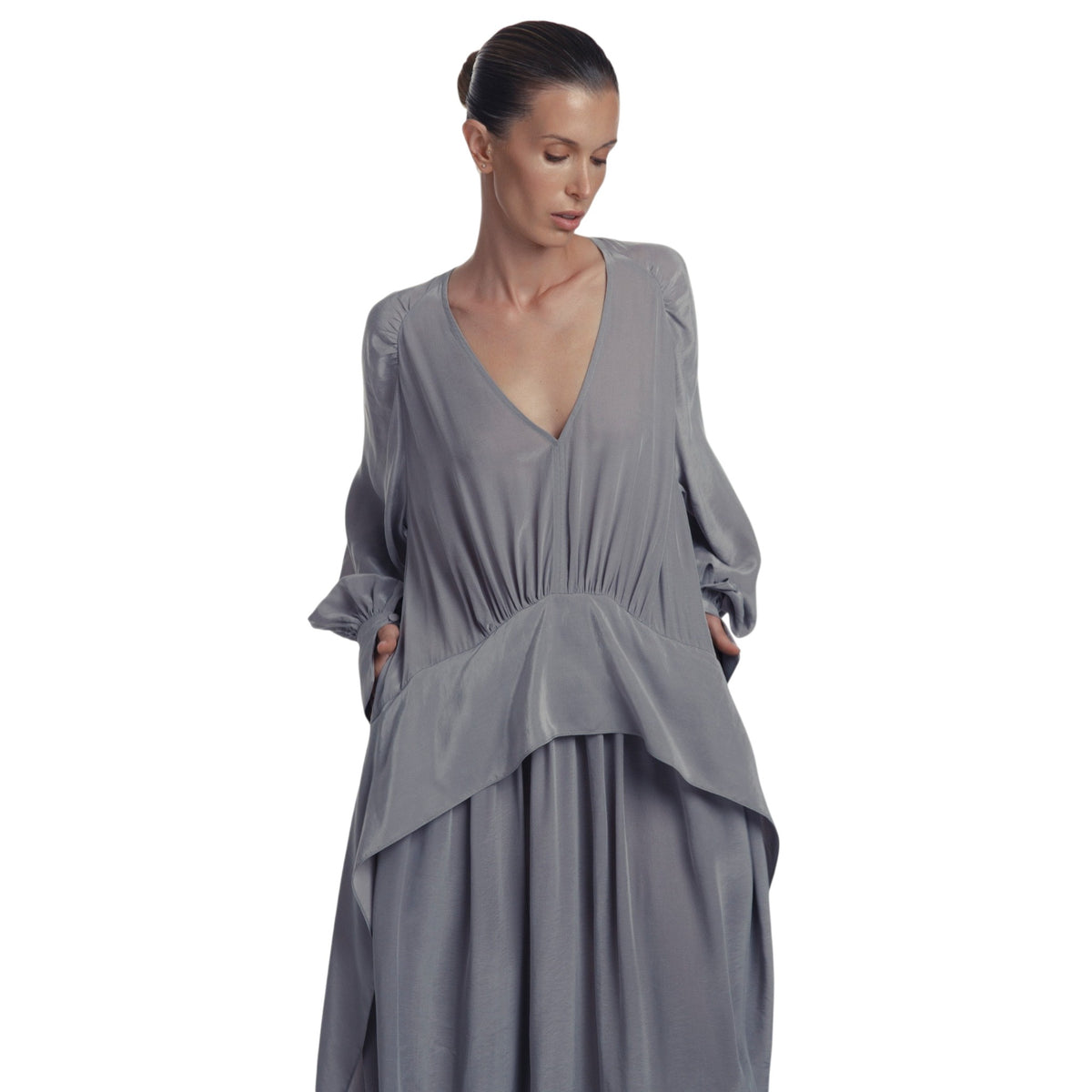 Grey Oversized Cupra Dress